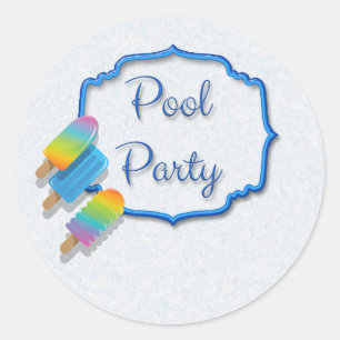 Sticker Rond Popsicle Pool Party