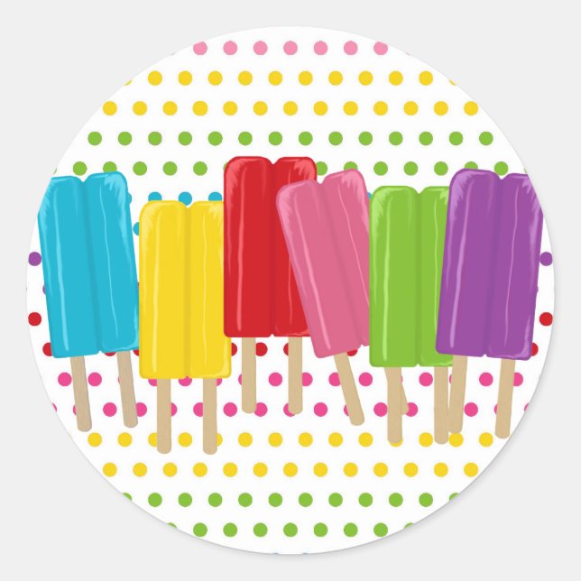 Sticker Rond Popsicles et Pois (Devant)