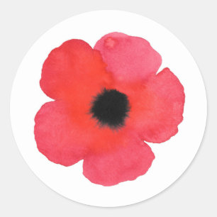 Sticker Rond Populaire rouge Aquarelle