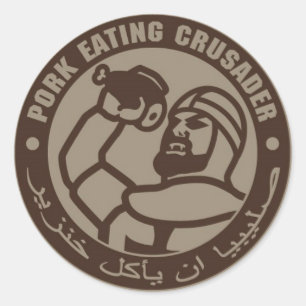 STICKER ROND PORC MANGEANT LE CROISÉ