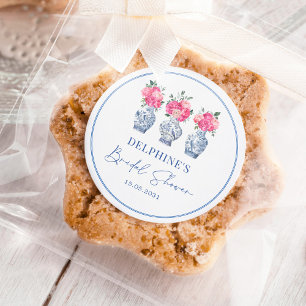 Sticker Rond Porcelaine Florale Rose Mariage Chinois Shower