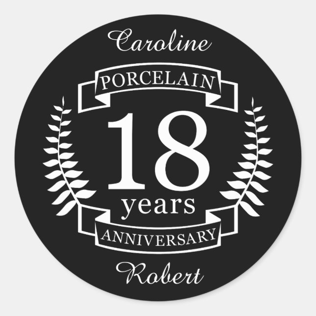 Sticker Rond Porcelaine traditionnelle mariage anniversaire 18  (Devant)