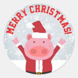 Sticker Rond Porcelet de Joyeux Noël