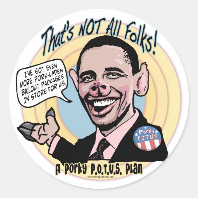 Sticker Rond Porky POTUS Anti-Obama Gear (Devant)