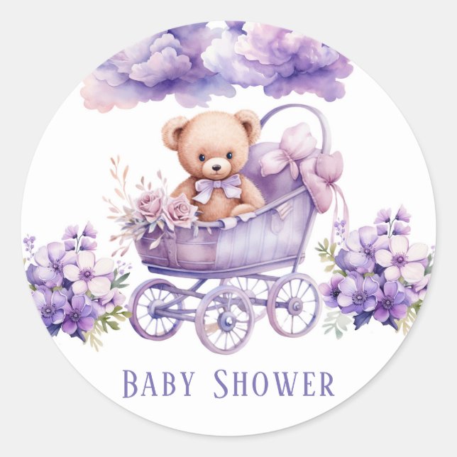 Sticker Rond Porte adorable Teddy Bear Baby shower fille (Devant)