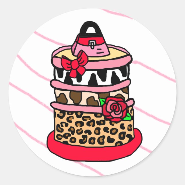 Sticker Rond Porte-cartons, vaches et Roses de Glam Cake (Devant)