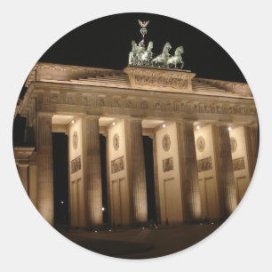 Sticker Rond Porte de Brandebourg à la nuit à Berlin, Allemagne