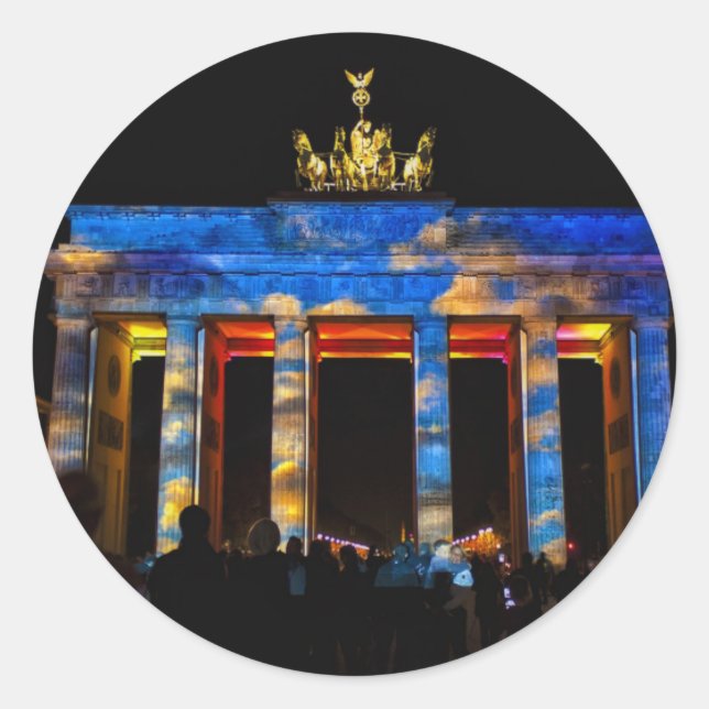 Sticker Rond Porte de Brandebourg Berlin au Festival des Lumièr (Devant)
