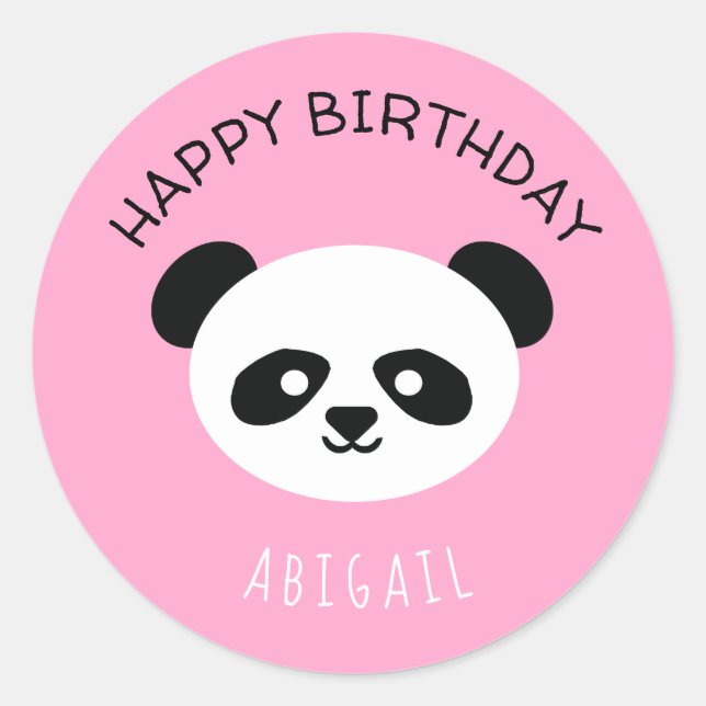 Sticker Rond Porte de panda personnalisée Kawaii Filles d'anniv (Devant)