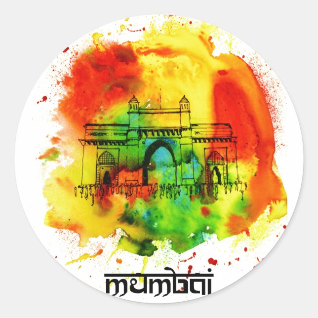 Sticker Rond porte d'entrée de l'inde couleurs vives (Devant)