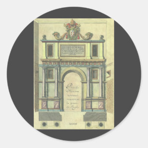 Sticker Rond Porte d'entrée d'église vintage Architecture de la