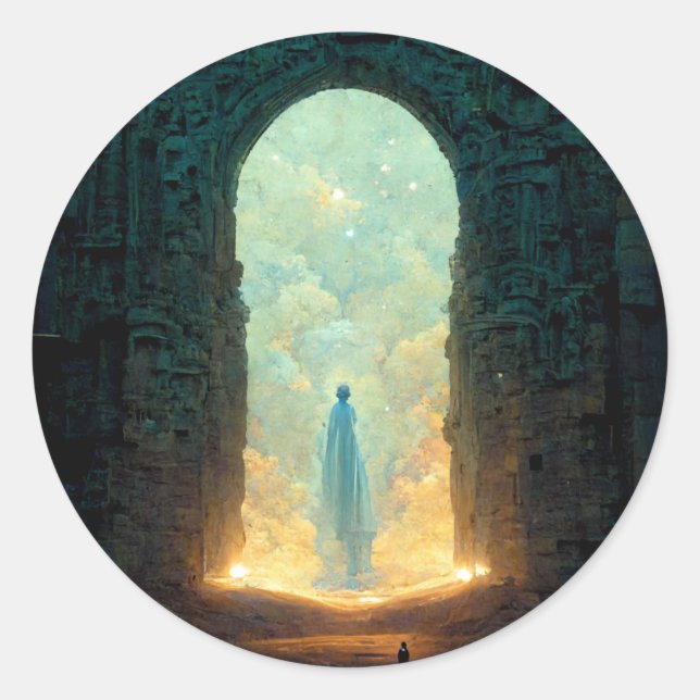 Sticker Rond Porte des Dieux Imaginaire Sci-Fi Art (Devant)