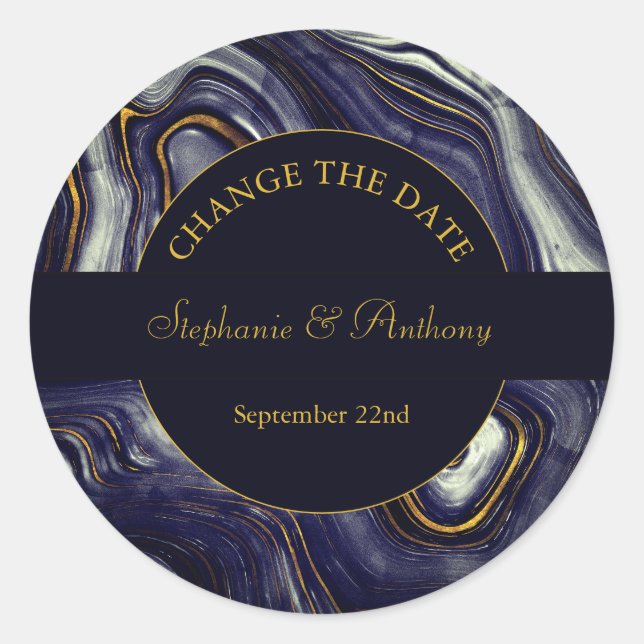 Sticker Rond Porte en marbre bleu Modifier la date mariage (Devant)