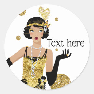 Sticker Rond Porte fille 1920 flapper, Art Déco
