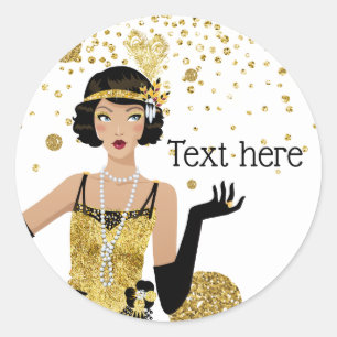 Sticker Rond Porte fille 1920 flapper, Art Déco