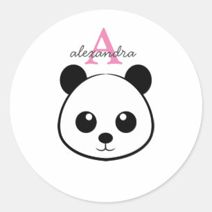Sticker Rond Porte-panda coutume Monogramme