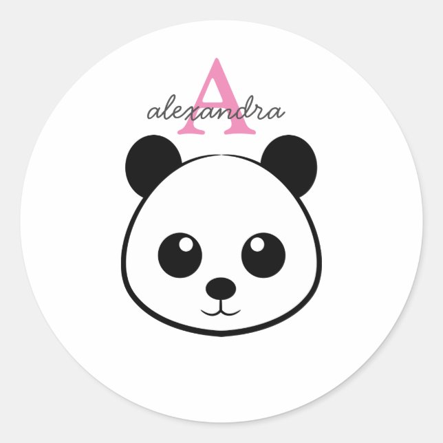 Sticker Rond Porte-panda coutume Monogramme (Devant)