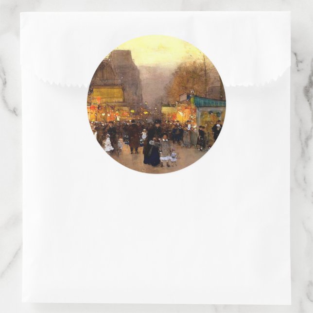 Sticker Rond Porte Saint Martin à Noël à Paris (Sac)