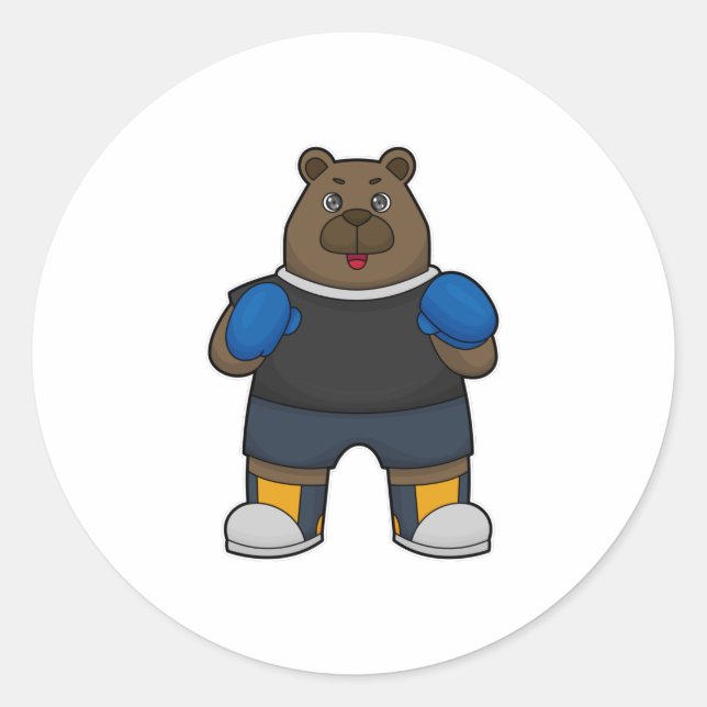 Sticker Rond Porter comme boîte avec gants de boxe (Devant)