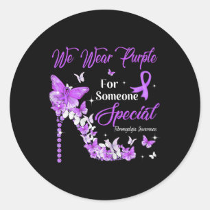 Sticker Rond Porter des papillons pourpres Fibromyalgie Sensibi