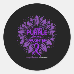 Sticker Rond Porter le pourpre pour la fille Tournesol Drogue o