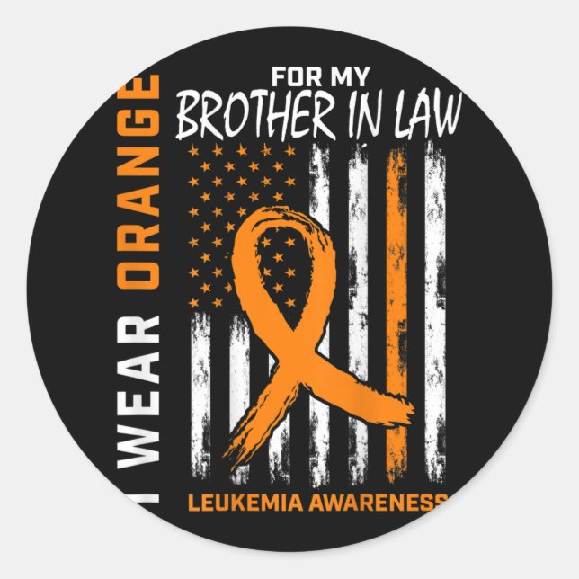 Sticker Rond Porter Orange Brother En Droit Leucémie Sensibilis (Devant)