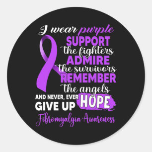 Sticker Rond Porter Purple Support Les Combattants Fibromyalgia