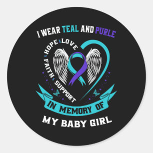 Sticker Rond Porter Turquoise Et Violet Bébé Prévention du suic