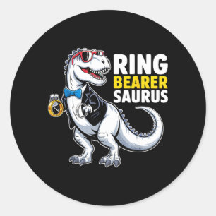 Sticker Rond Porteur de bague T-Rex dinosaure mariage drôle fêt