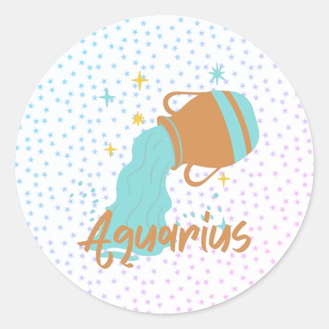 Sticker Rond Porteur d'eau Aquarius moderne Zodiac (Devant)