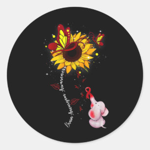 Sticker Rond Porteur éléphant tournesol de sensibilisation à l'
