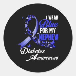 Sticker Rond Portez du bleu pour mon neveu T1d sensibilisation