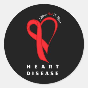 Sticker Rond Portez du rouge pour combattre la maladie cardiaqu