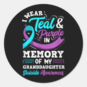 Sticker Rond Portez du sarcelle et du violet en mémoire de votr