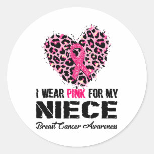 Sticker Rond Portez le rose pour ma nièce Conscience du cancer