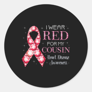 Sticker Rond Portez Le Rouge Pour Mon Cousin Maladie Cardiaque