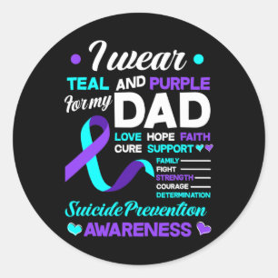 Sticker Rond Portez Turquoise Et Violet Pour Mon Père Préventio