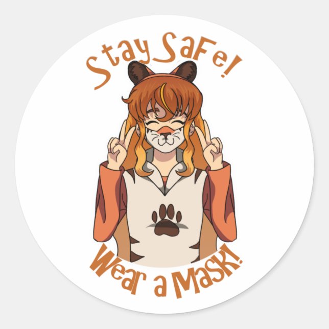 Sticker Rond Portez un Masque ! (Devant)
