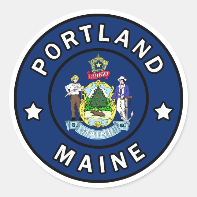 Sticker Rond Portland Maine (Devant)