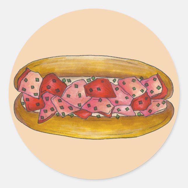Sticker Rond Portland Maine Fruits de mer Lobster Roll Sandwich (Devant)
