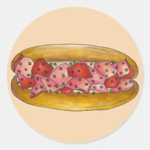 Sticker Rond Portland Maine Fruits de mer Lobster Roll Sandwich