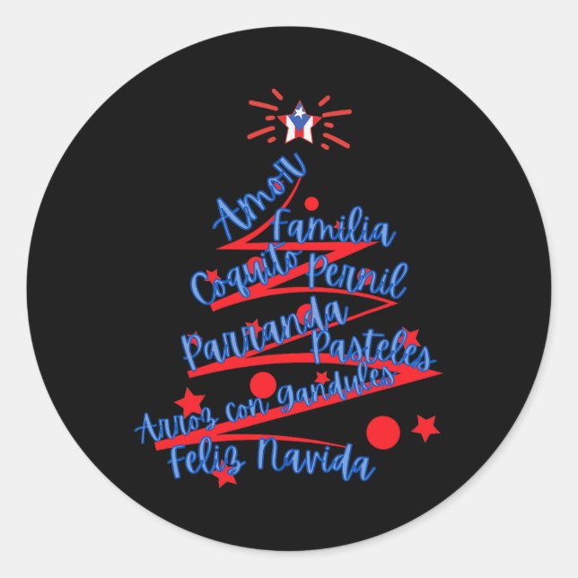 Sticker Rond Porto Rico Christmas Feliz Navidad (Devant)