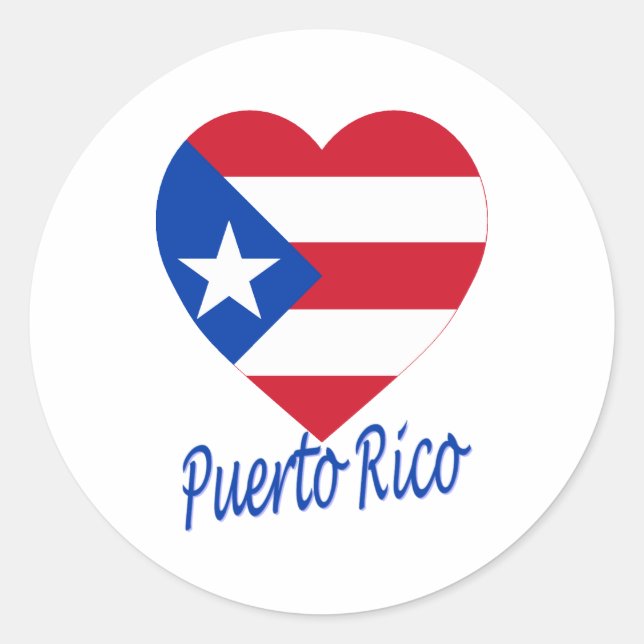 Sticker Rond Porto Rico - Coeur du drapeau (Devant)