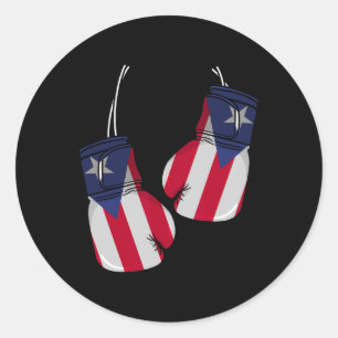 Sticker Rond Porto Rico Drapeau Boxer Gants Boxer Boricua Patri