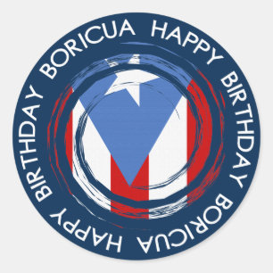 Sticker Rond Porto Rico : Drapeau Thème : Anniversaire Boricua