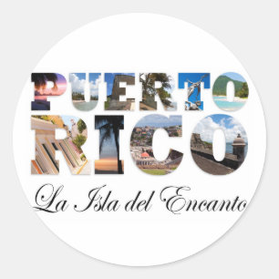 Sticker Rond Porto Rico La Isla Del Encanto Montage