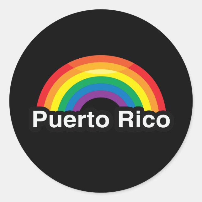 STICKER ROND PORTO RICO LGBT PRIDE RAINBOW (Devant)