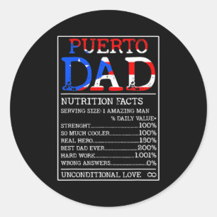 Sticker Rond Porto Rico Papa Nutrition Facts Funky Puerto