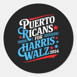 Sticker Rond Portoricains Pour Harris W Election Présidentielle