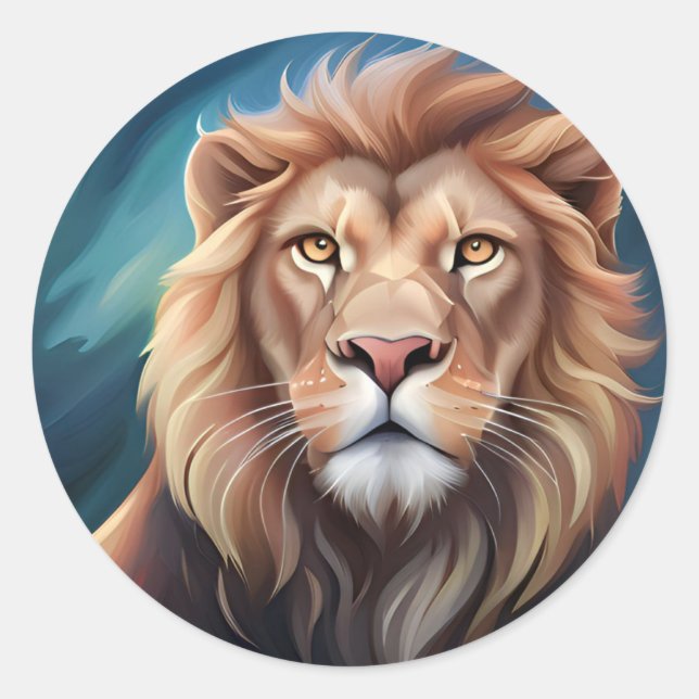Sticker Rond Portrait Art numérique Lion-56556 (Devant)